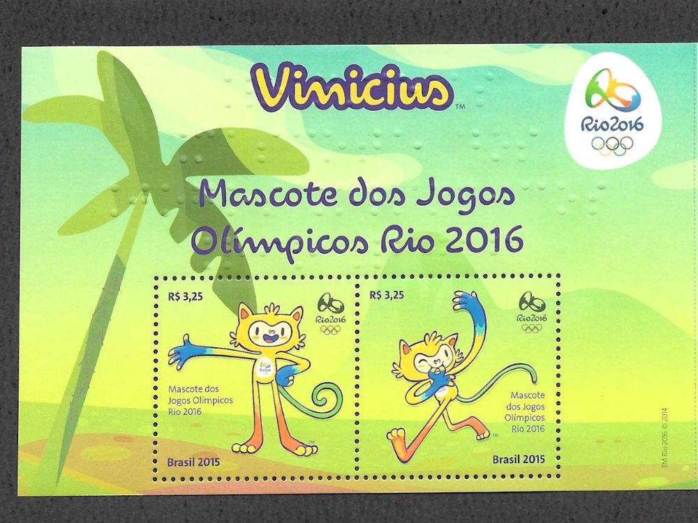 Bloco Mascotes dos Jogos Olímpicos Rio 2016 .