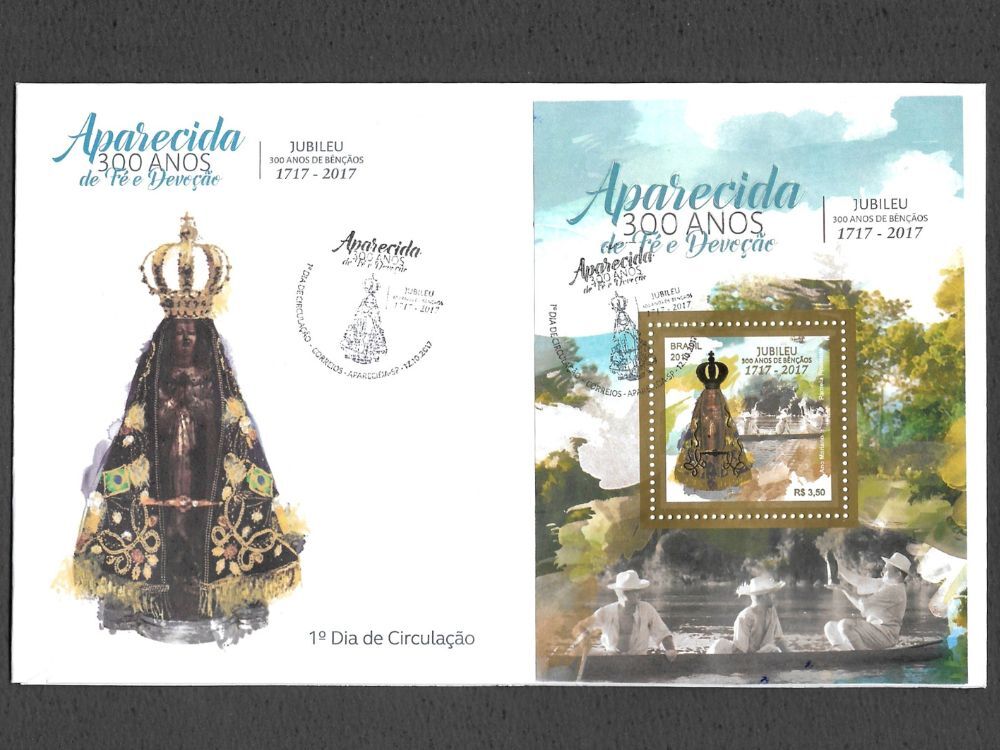 Envelope de 1º dia de circulação Aparecida: 300 anos de fé e devoção - Jubileu 300 anos de bençãos 1717 a 2017.